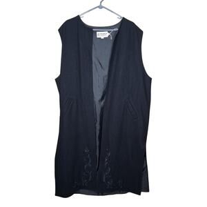 Bemidji Woolen Mills Black Wool Blend Duster Vest Lined Pockets Size Large